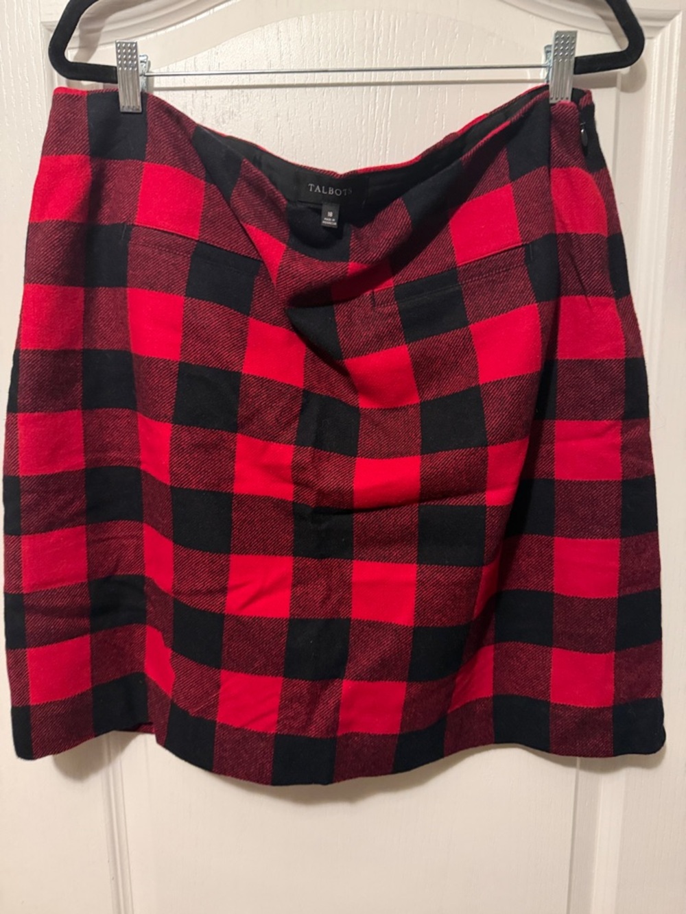 Talbots Red & Black Buffalo-Check A-Line Skirt